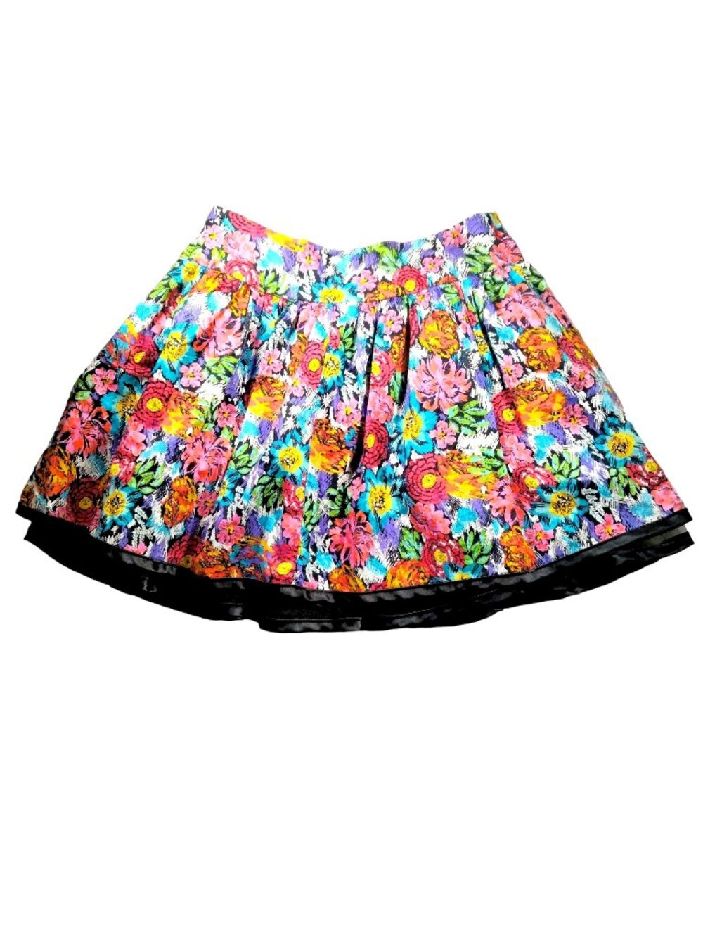 Twenty one layered Mini Skirt Womens Medium Blue Floral Tulle